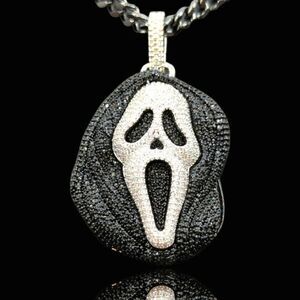24" x 5mm Black Gun Finish Cuban Chain - Ghost Mask Pendant.